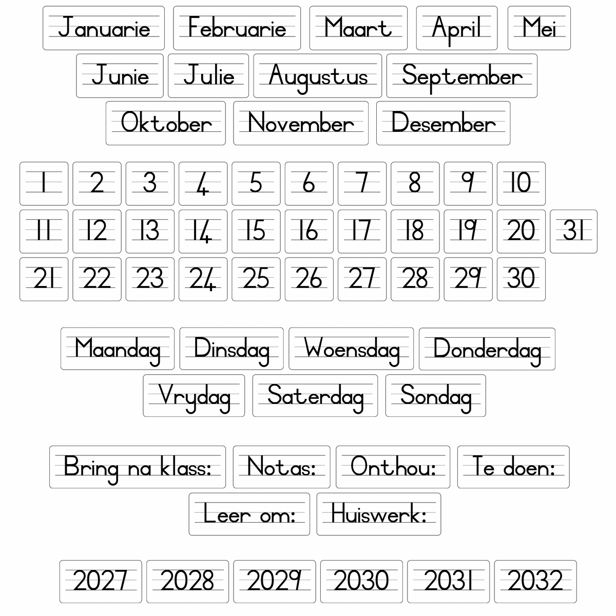 Foundation Calendar Magnet Set