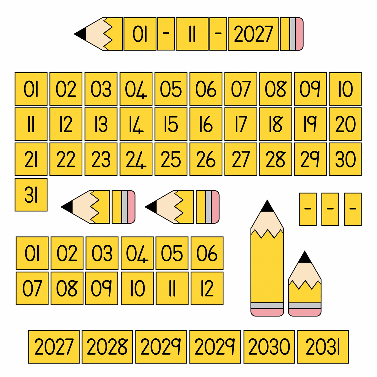Pencil Math Calendar Set