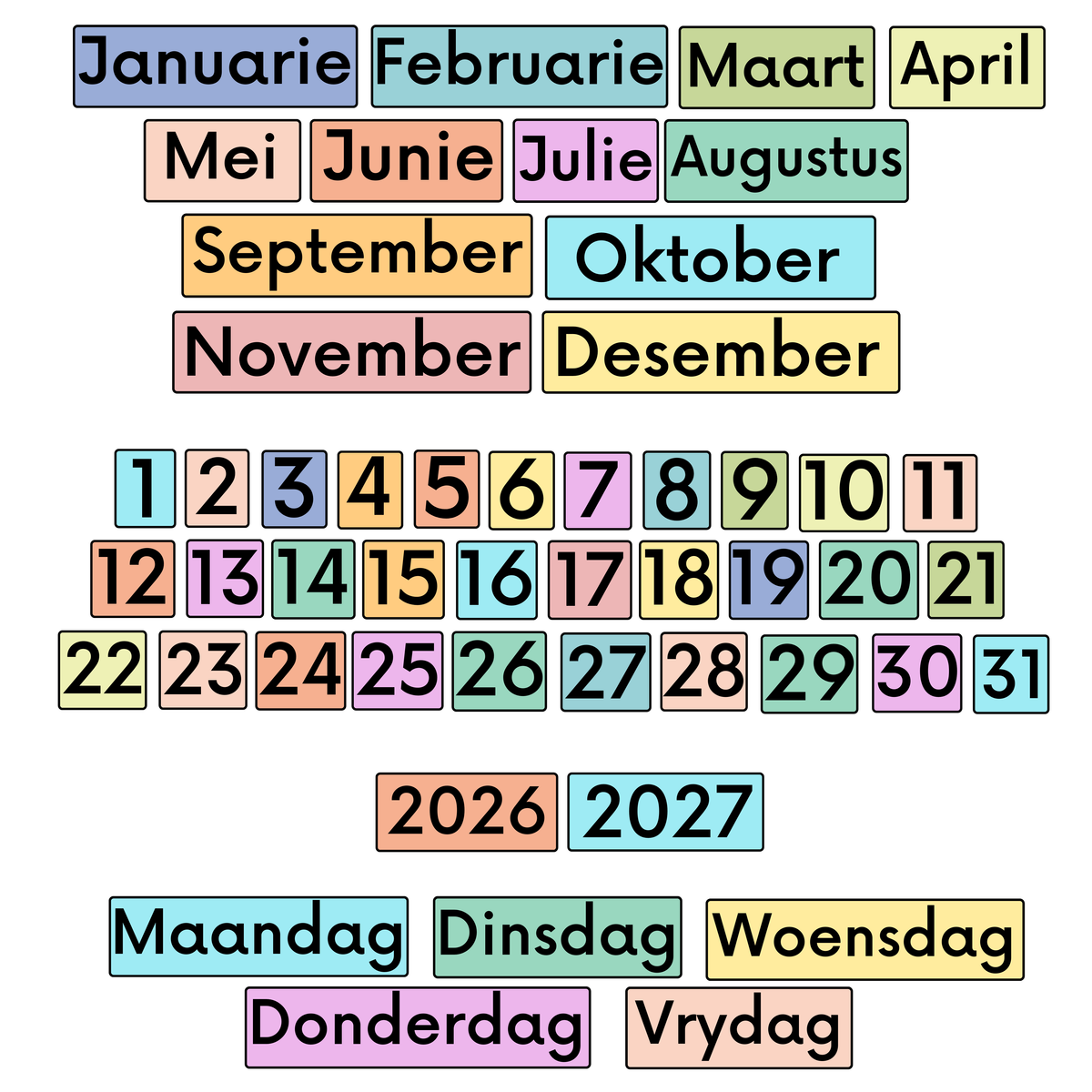 Colourful Calendar Magnets