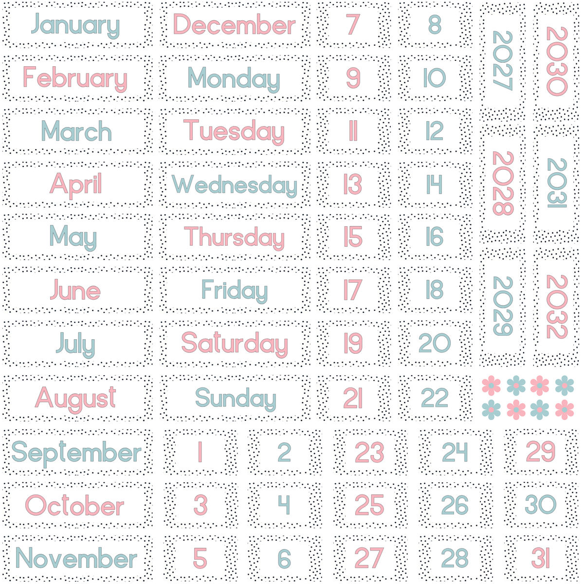 Polka Dot Calendar Magnets