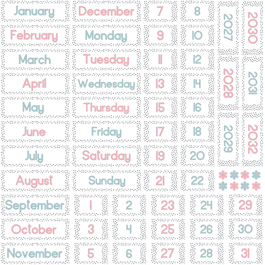 Polka Dot Calendar Magnets
