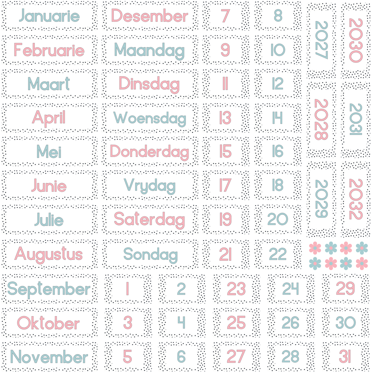 Polka Dot Calendar Magnets