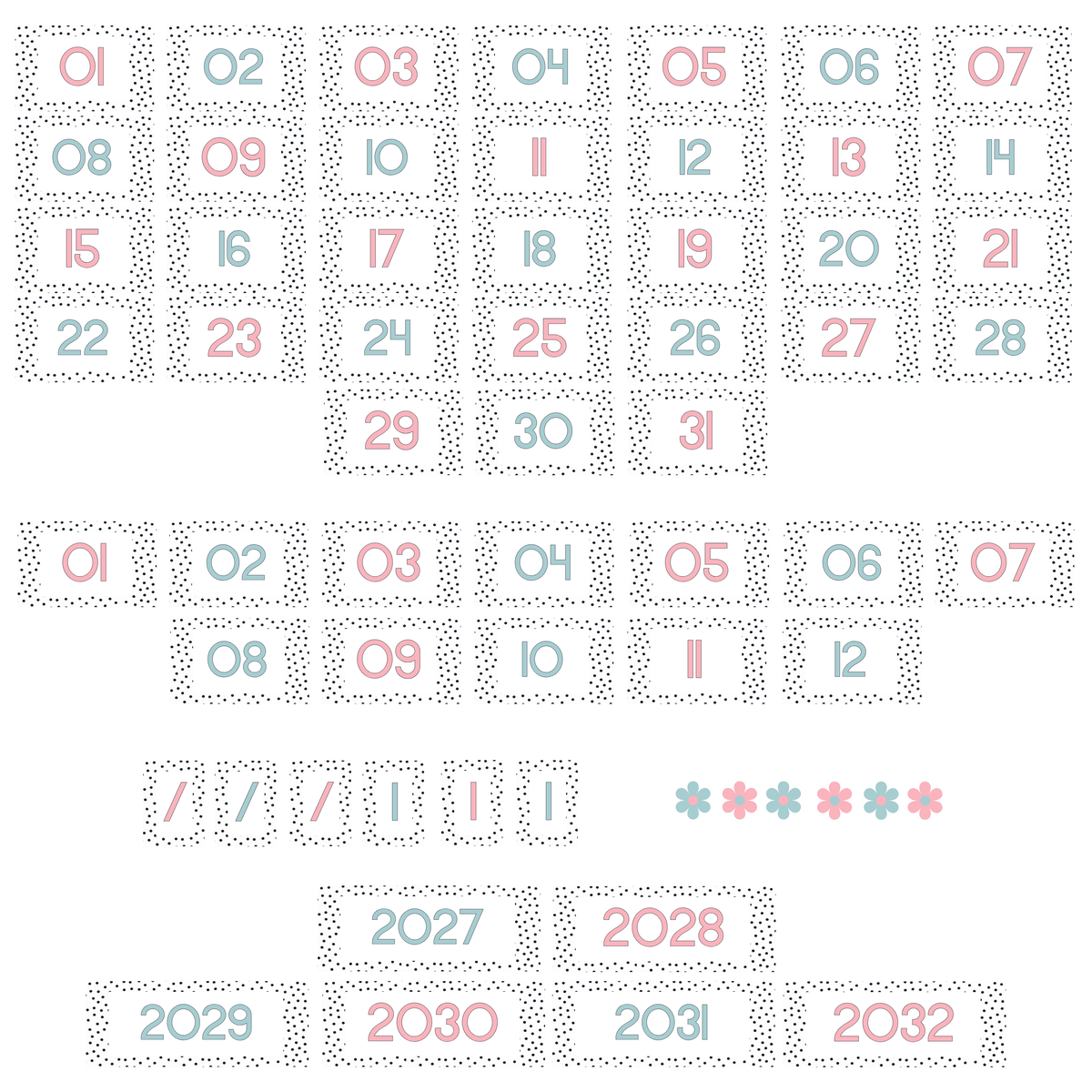 Polka Dot Math Calendar Set