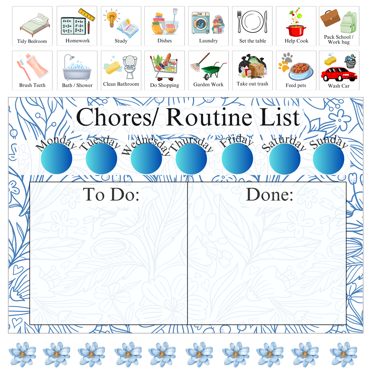 Blue Flowers Chores/ Routine List