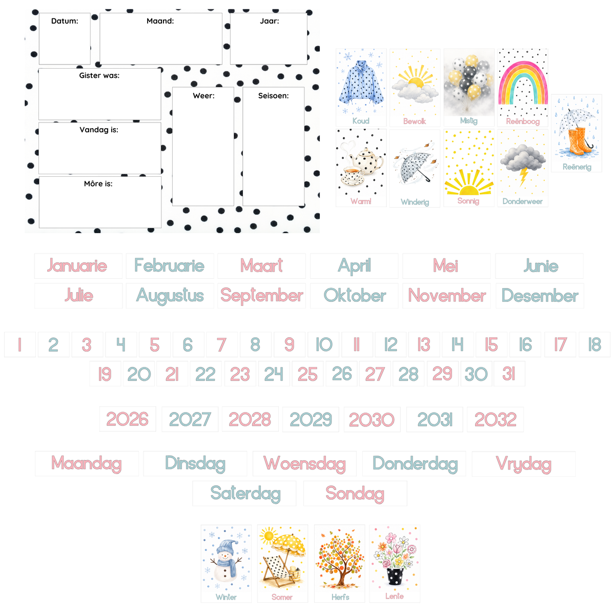 Polka dot Advanced Weather Calendar Chart