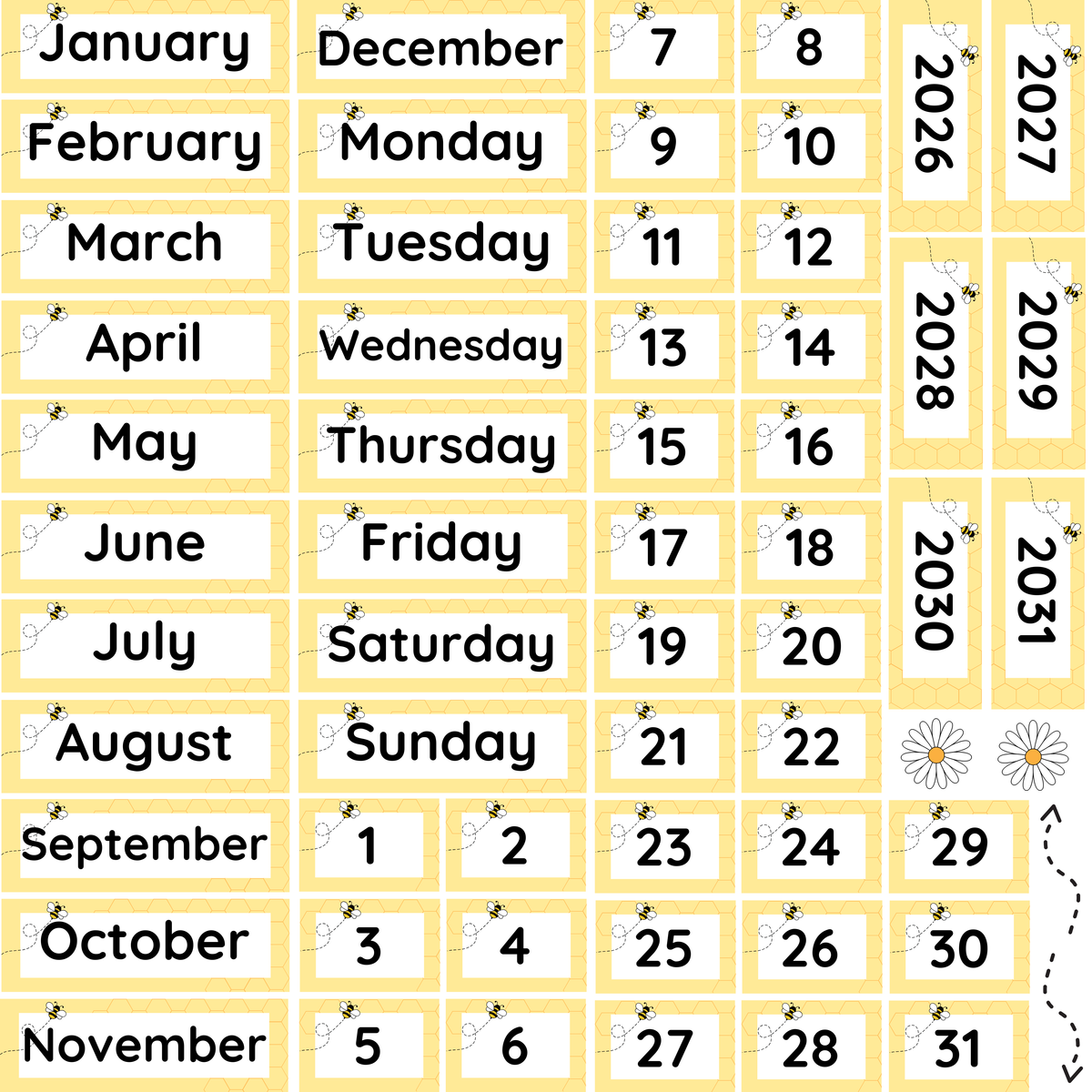 Bee Calendar Set