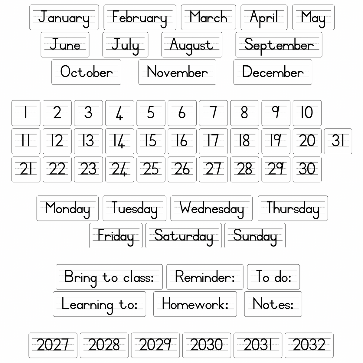 Foundation Calendar Magnet Set