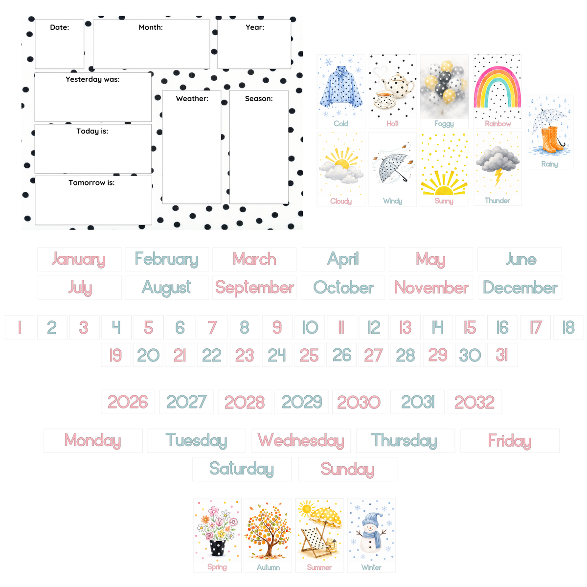 Polka dot Advanced Weather Calendar Chart