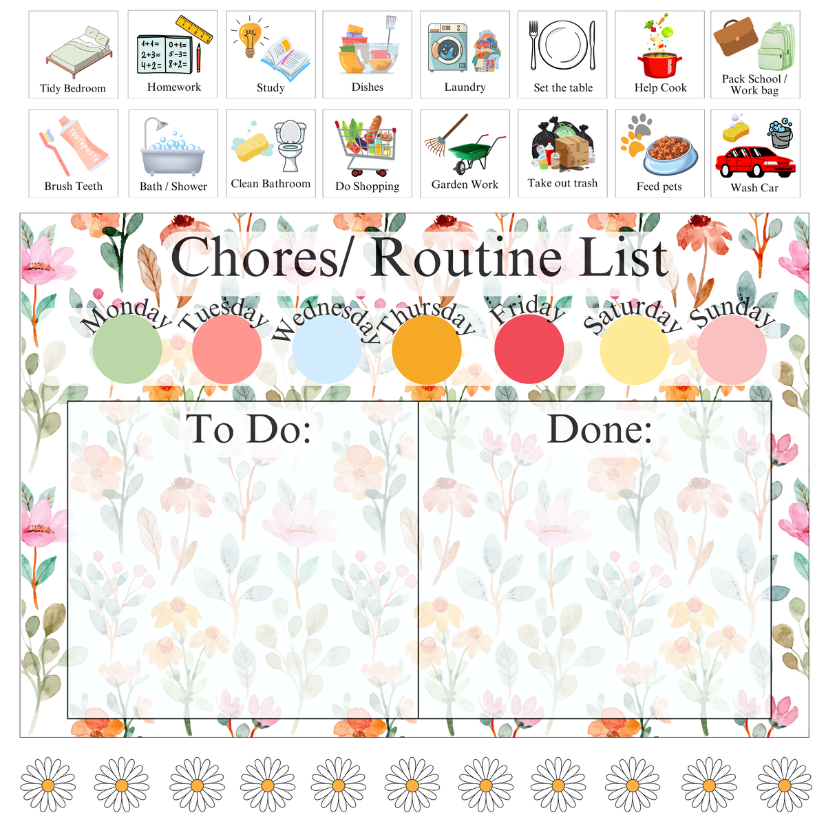 Colour Flower Chores/ Routine List