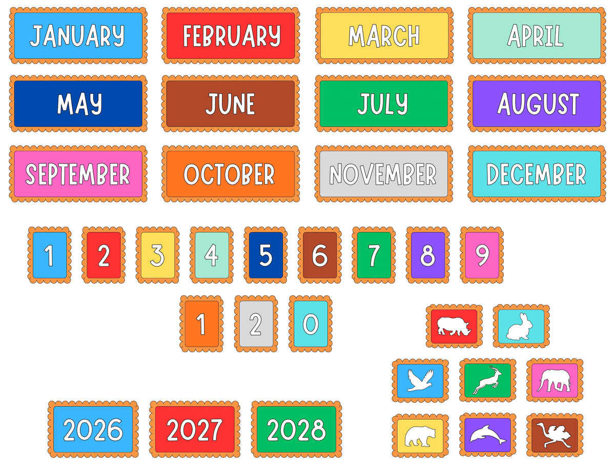 Zoo Cookie Inspired Calendar Magnet Set