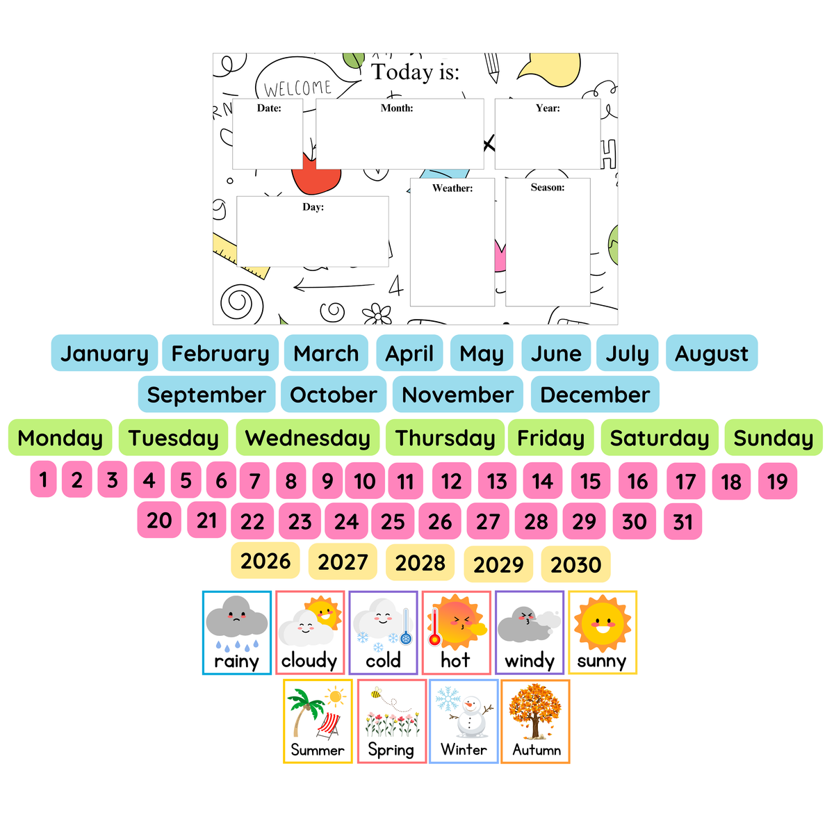 School Doodle Light Weather Chart
