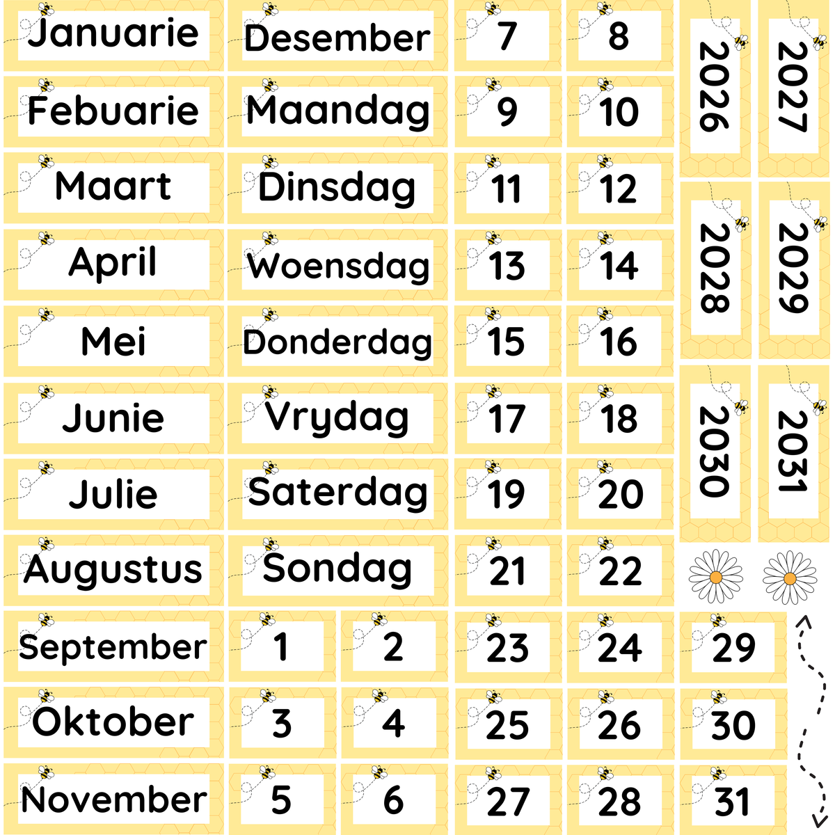 Bee Calendar Set