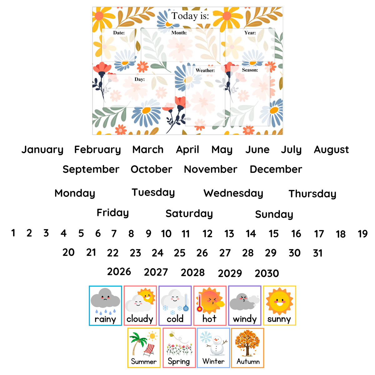 Floral Garden Weather Calendar Set