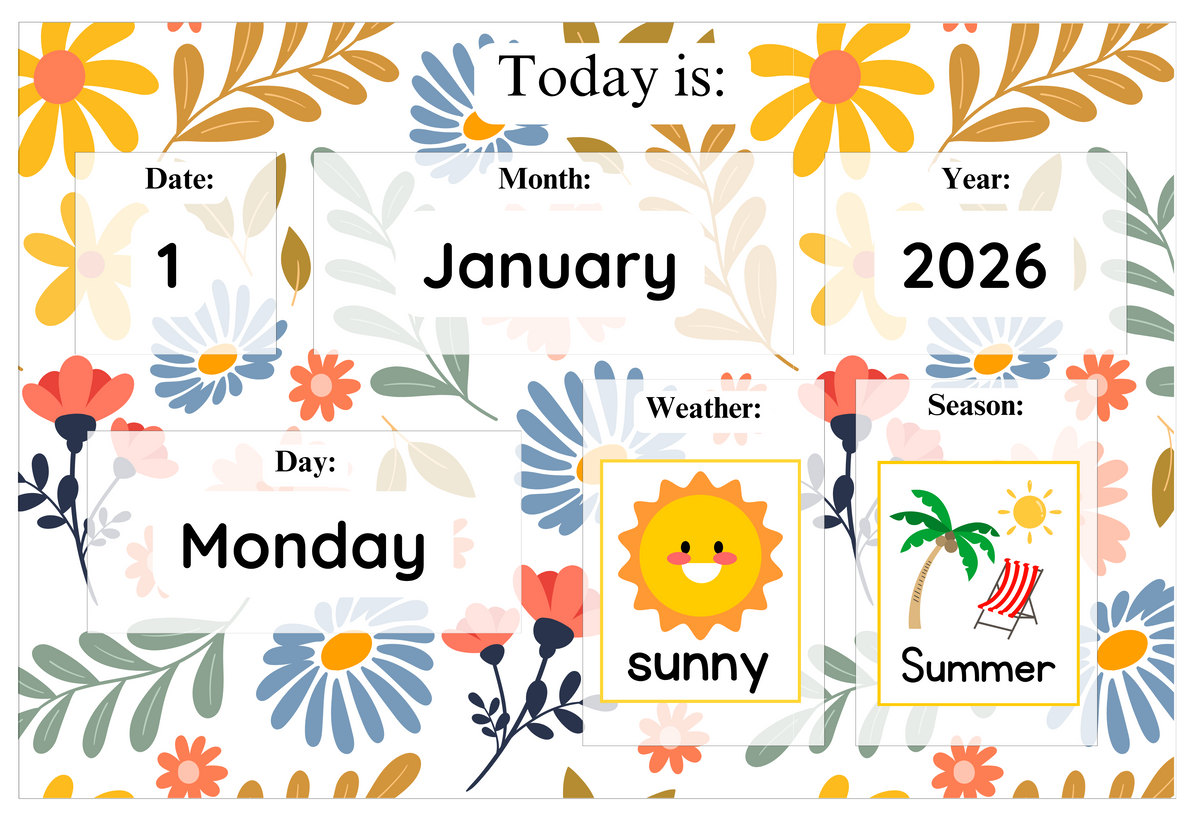 Floral Garden Weather Calendar Set