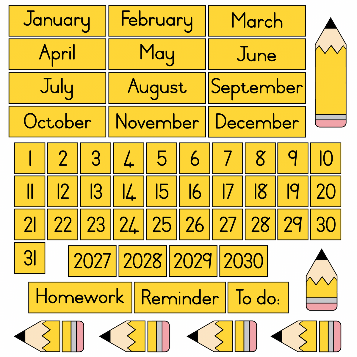 Pencil Calender Set